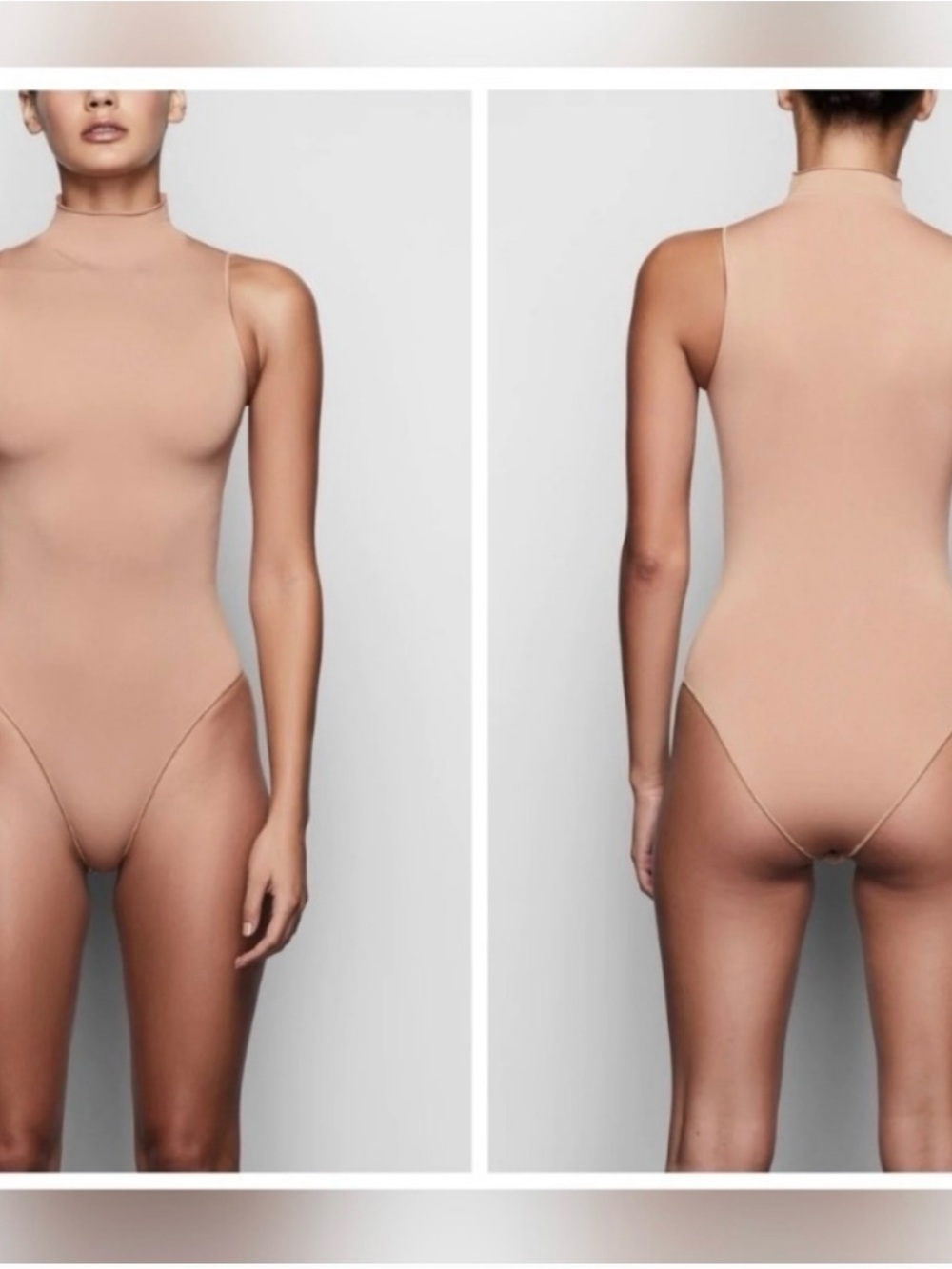 Skims essentials high neck sleeveless brief bodysuit. Clay